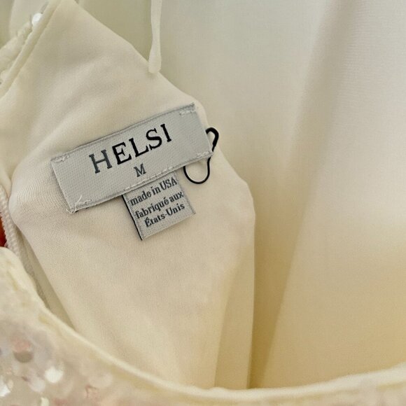 HELSI Helsi Brice Halter Sequin Column Maxi Dress in White Size Medium - Picture 8 of 16